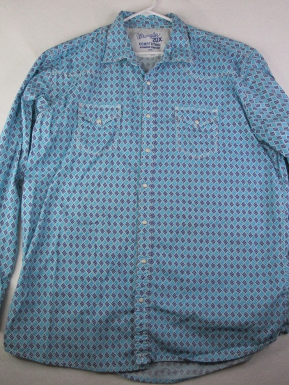 Wrangler 20x Competition Advanced Comfort Western Shirt Pearl Blue/Teal Geo Prin